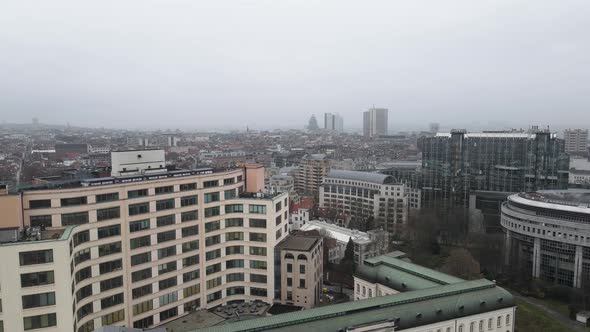 Aerial view of Brussels with palace of justice on the horizon alt
