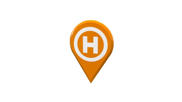 Map Location Pin With Hospital Icon Orange V7 alt
