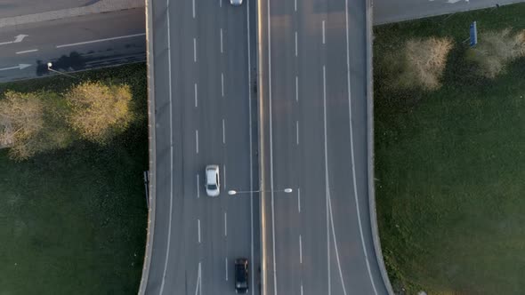 Aerial Top Down View of Elevated Highway