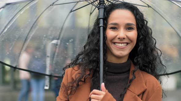 Portrait of Young Beautiful Female Carefree Happy Hispanic Woman Mixed Race Arabic Girl with alt