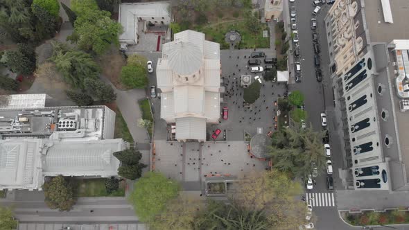 Aerial view on Kashveti Church of St. George on Shota Rustaveli Avenue alt