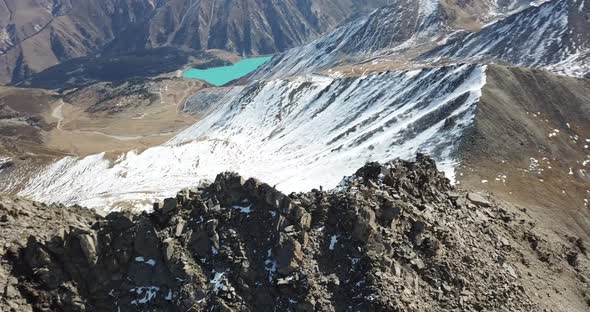 Top View of a Group of Tourists on a Peak alt