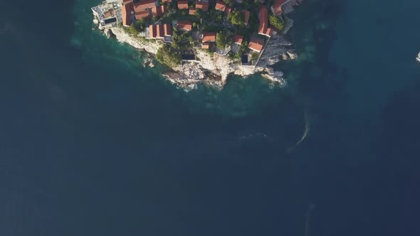 Aerial Footage of Sveti Stefan Island in Budva