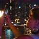 Young Beautiful Pretty Caucasian Girl Woman Photographs Night View Dubai Marina on Smartphone - VideoHive Item for Sale