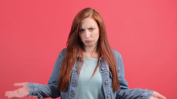 Do Not Know, Sorry. Portrait of Clueless Young Woman, Feeling Confused About Question. alt