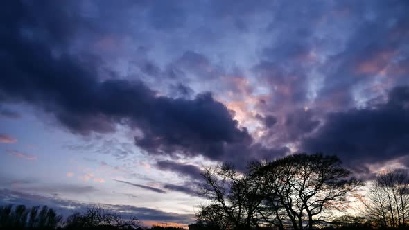 Sunset Sky Over Trees Timelapse.