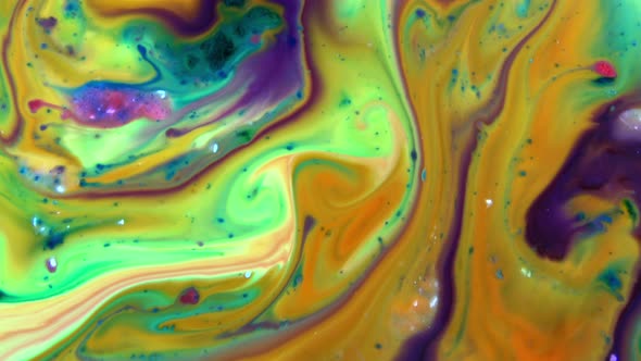 Colorful Chaos Ink Spread In Liquid Paint Turbulence Movement 38