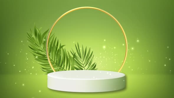 Product Podium With Green Tropical Palm Background 4K Loop