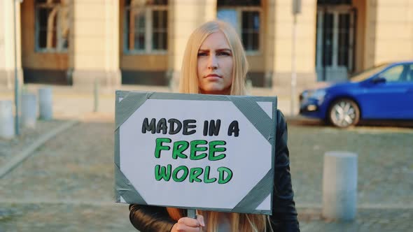 Made in a Free World - Slogan on Protest Actions in the City alt