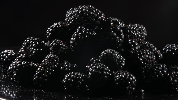 Fresh Ripe organic blackberries rotation.
