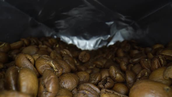 Macro Video Inside a Packet of Coffee Beans