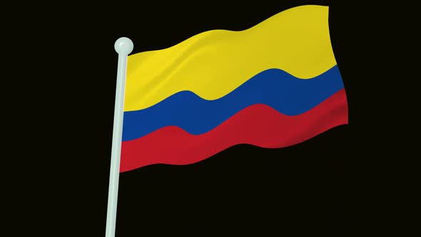Colombia Flag Flying Wavy Animated Black Background alt
