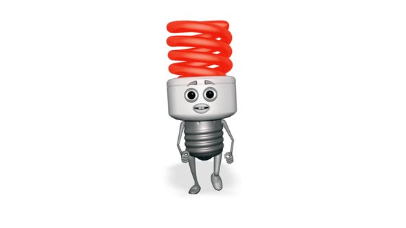 Red Light Bulb Runing Looped White Background alt