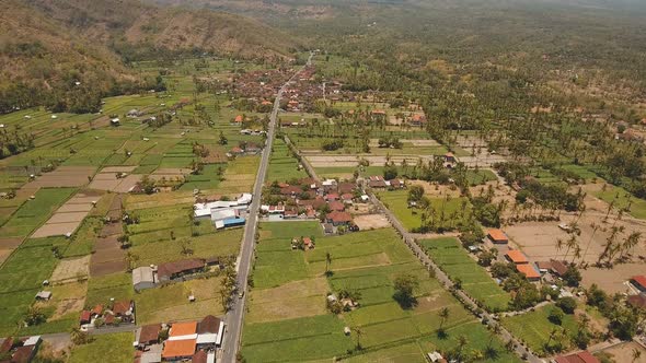 Mountain Landscape with Valley and Village Bali, Indonesia alt