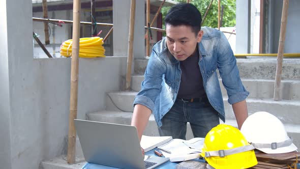 Civil engineers, inspector and asian architect discussing, meeting, inspect, alt