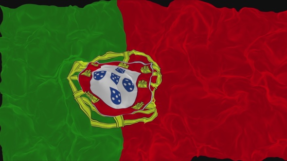 flag Portugal turns into smoke. State weakening concept a crisis, alpha channel alt