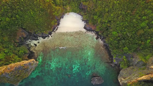 Aerial view of Phi Phi, Maya beach at sunset with Andaman sea in Phuket. Thailand alt