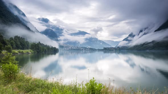 Timelapse of clouds at Ardalsfjord, near Ovre Ardal, Vestland, Norway alt