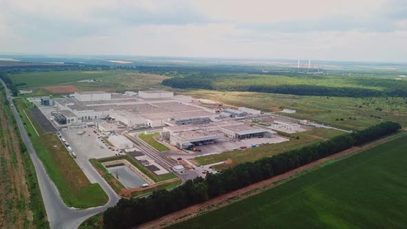 Aerial view of a large modern industrial complex. Manufacturing plant alt