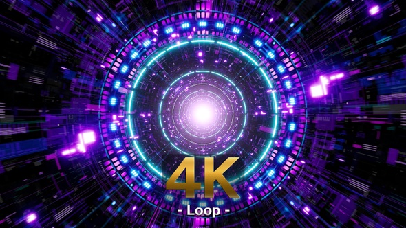 Cyber Mechanical Tunnel with Glowing Neon Lights alt