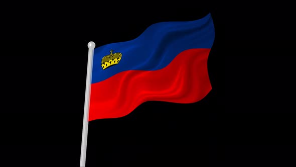 Liechtenstein Flag Flying Animated Black Background alt