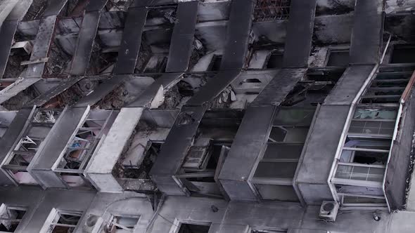 Vertical Video of a Bombed House During the War in Ukraine alt