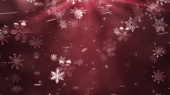 Christmas Snowflakes Falling on Red Background