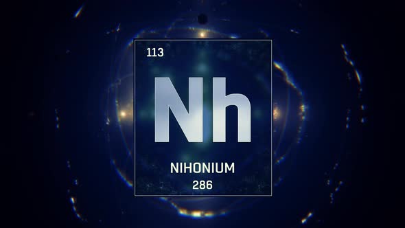 Nihonium as Element 113 of the Periodic Table on Blue Background