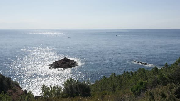 Blue colors of the sea 4K 2160p 30fps UltraHD fooage - Sun reflections  over French riviera water 38 alt