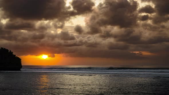 Time lapse at sunset over the ocean