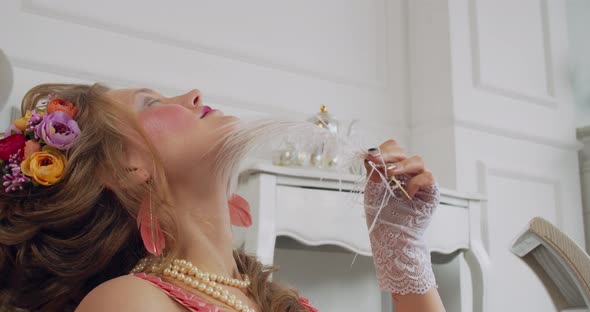 Beautiful Queen From the 18Th Century with Flowers in Her Hair Portrait alt