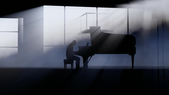 Man Playing Piano in the Light