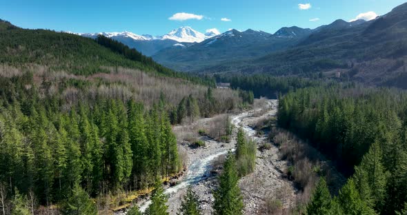 Mount Baker Glacier Washington Sunny Day Nooksak River Aerial High Over Landscape alt
