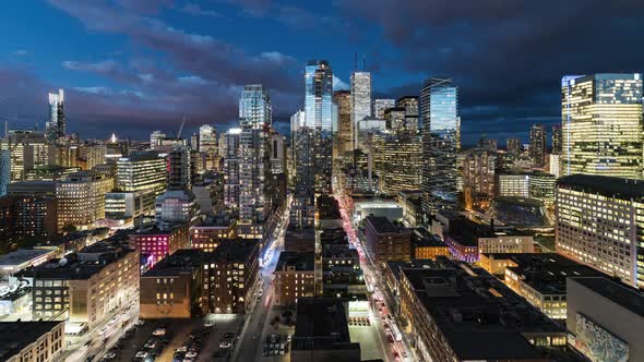 Toronto, Canada, Timelapse  - The Financial district of Toronto during the blue hour alt