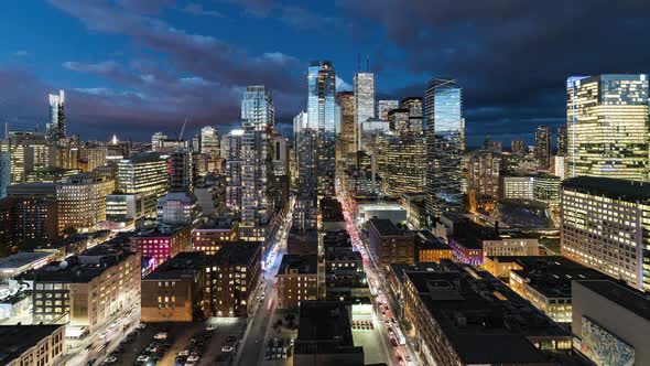 Toronto, Canada, Timelapse  - The Financial district of Toronto during the blue hour