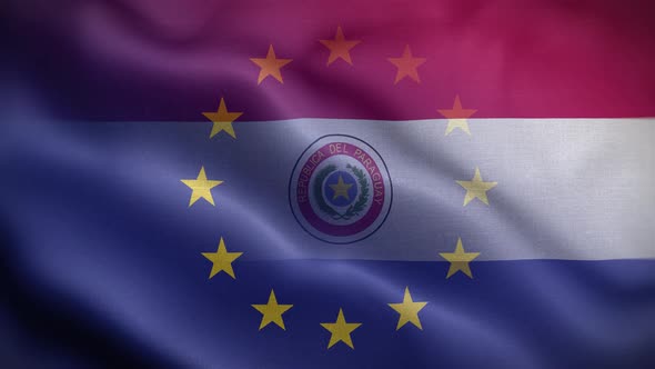 EU Paraguay Flag Loop Background 4K