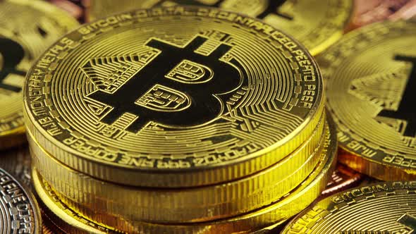 Bitcoin rotating, BTC Cryptocurrency Coins, Blockchain technology