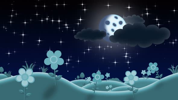 4k Cartoon Moon Night