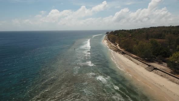 Aerial View Beautiful Beach on a Tropical Island. Nusa Penida, Bali, Indonesia alt