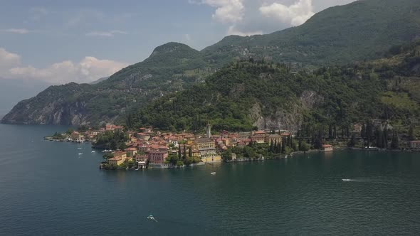 LAKE COMO, ITALY from the drone and the Italian Alps in background