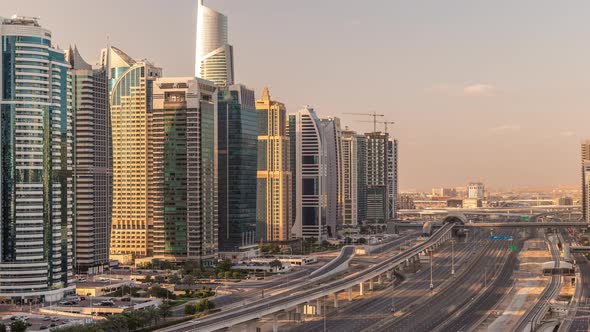 Aerial Top View to Sheikh Zayed Road Near Dubai Marina and JLT ...