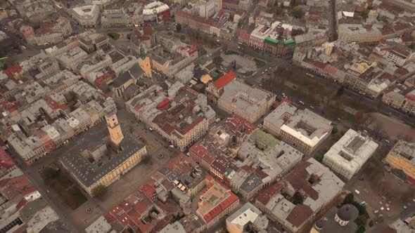 Aerial Panorama View of European City Lviv Ukraine alt
