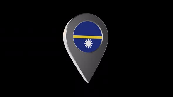 3d Animation Map Navigation Pointer With Nauru Flag With Alpha Channel  - 2K alt