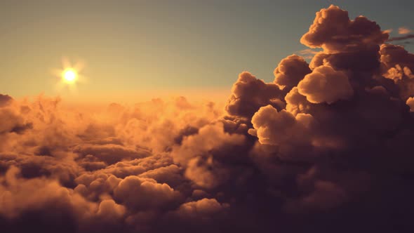 Fly Above the Clouds at Sunset 4k