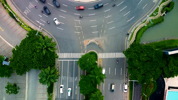 Overhead aerial view of the circular shaped highway alt