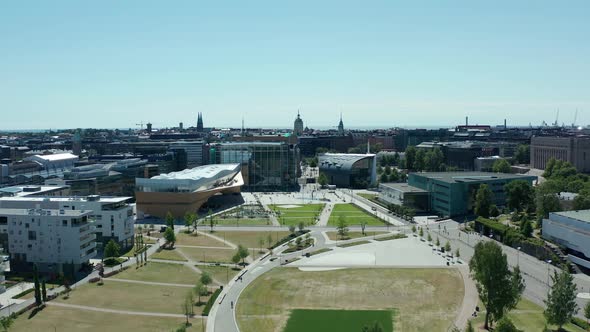 Helsinki Travel Aerial View of Central Library Park and Music House