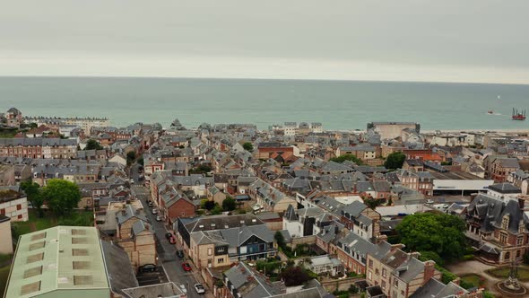 European City with Traditional Houses Located on the Banks of English Channel alt