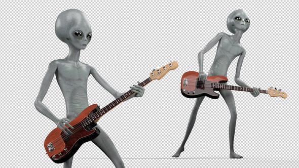 Alien Playing Bass Guitar