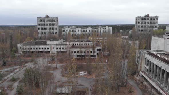 Chernobyl Exclusion Zone. Pripyat. Aerial alt
