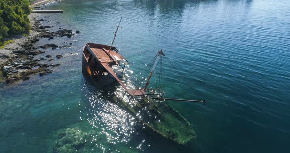 Sunken Ship Near the Peninsula of Lustica